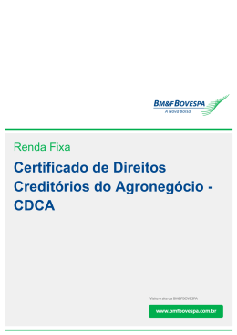 Certificado de Direitos Creditórios do Agronegócio