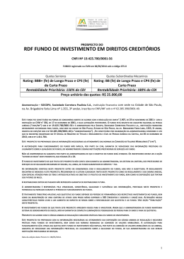 RDF FUNDO DE INVESTIMENTO EM DIREITOS CREDITÓRIOS