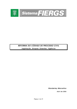 REFORMA DO CÓDIGO DE PROCESSO CIVIL