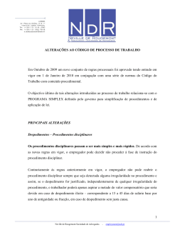 alterações ao código de processo de trabalho - NDR