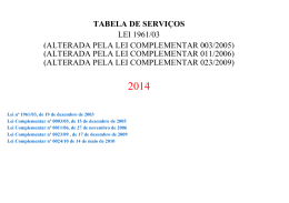 Confira aqui a Tabela de Serviços 2014.