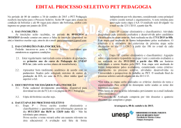 EDITAL DO PROCESSO SELETIVO DO PET- PEDAGOGIA