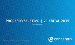 PROCESSO SELETIVO | 2° EDITAL 2015