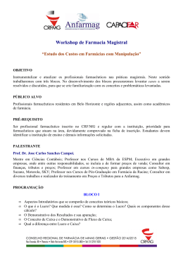 Workshop de Farmácia Magistral Estudo dos Custos em Farmácias