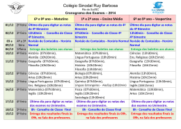 Cronograma dos Exames – 2003 - Colégio Sinodal Ruy Barbosa