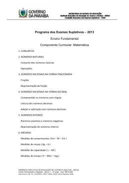Programa dos Exames SupletivosMatemática