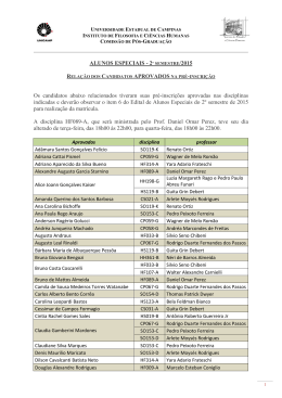 ALUNOS ESPECIAIS - 2º SEMESTRE/2015 Os candidatos abaixo