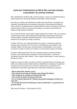 Carta dos Trabalhadores da GM de São José dos Campos à