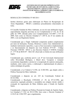 RESOLUÇÃO CONSEMA Nº 003/2011 Institui diretrizes gerais