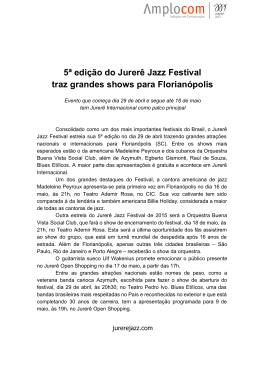 5ª edição do Jurerê Jazz Festival traz grandes shows para