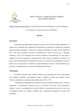 Anísio Teixeira e o papel da escola no Brasil: uma