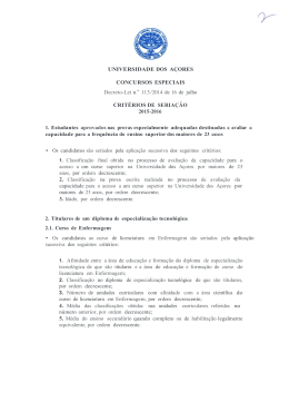 Critérios de seriação - Universidade dos Açores