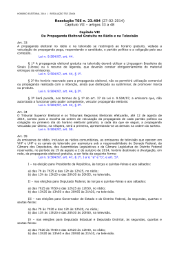 Resolução TSE n. 23.404 (27-02-2014) Capítulo VII – artigos 33 a 48