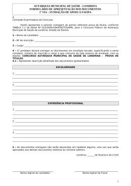 Formulário de Apresentação dos Documentos
