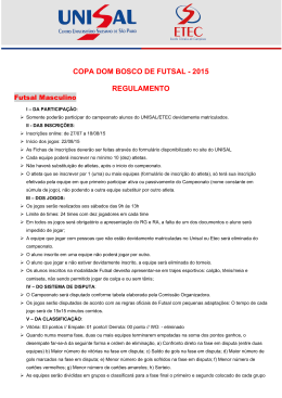 Regulamento Campeonato de Futsal 2015