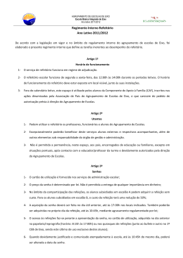 Regimento Interno Refeitório Ano Letivo 2011/2012