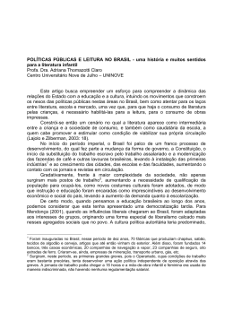 POLÍTICAS PÚBLICAS E LEITURA NO BRASIL