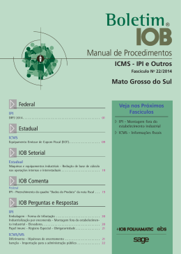 IOB - ICMS/IPI - Mato Grosso do Sul - nº 22/2014