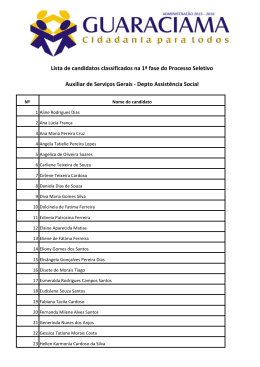 Lista de candidatos classificados na 1ª fase do Processo Seletivo