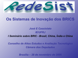 Os Sistemas de Inovação dos BRICS