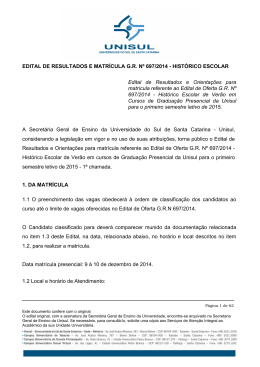 EDITAL DE RESULTADOS E MATRÍCULA GR Nº 697/2014