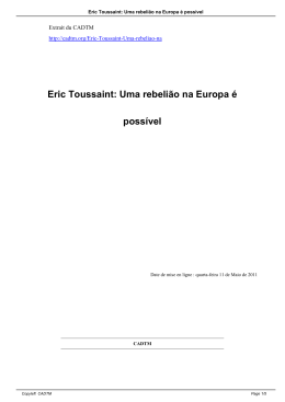 Eric Toussaint: Uma rebelião na Europa é possível