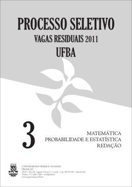 Prova - Vagas Residuais- UFBA - Universidade Federal da Bahia