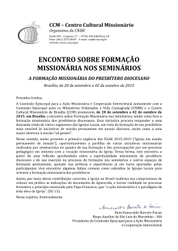 ENCONTRO SOBRE FORMAÇÃO MISSIONÁRIA NOS SEMINÁRIOS