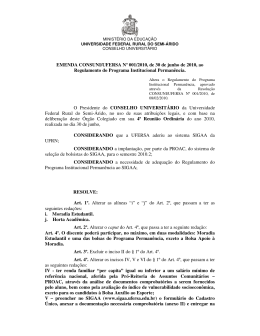 consuni/ufersa nº001/2010 - Pró-Reitoria de Assuntos Comunitários