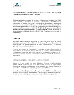 Chamada Pública Simplificada CEAG/UnB nº 11/2012