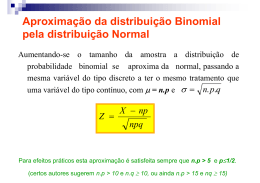 Aproximação da distribuição Binomial pela distribuição Normal