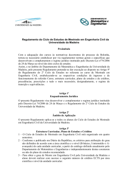 Regulamento do Ciclo de Estudos de Mestrado em Engenharia Civil