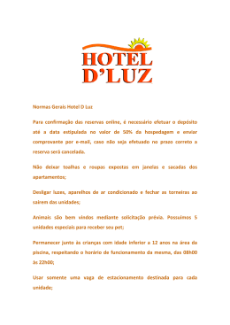 Normas Gerais Hotel D Luz Para confirmação das reservas on até a
