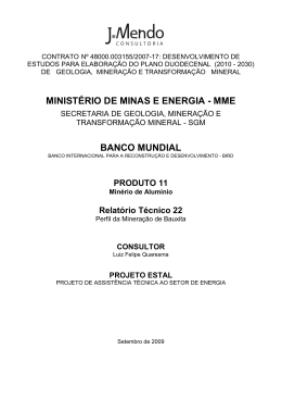 Perfil da Mineração de Bauxita - Ministério de Minas e Energia