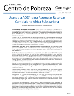 Usando a AOD para Acumular Reservas Cambiais na África