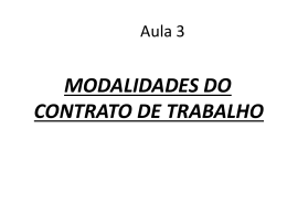 MODALIDADES DO CONTRATO DE TRABALHO