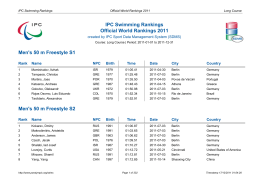 IPC Swimming Rankings