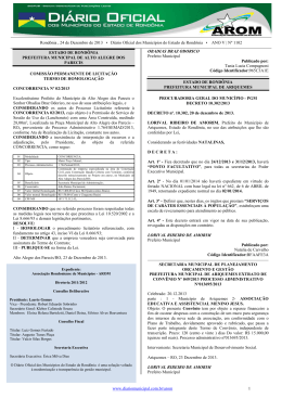 Rondônia , 24 de Dezembro de 2013 • Diário Oficial dos Municípios