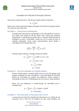 Exemplos de Cálculo de Energia Cinética