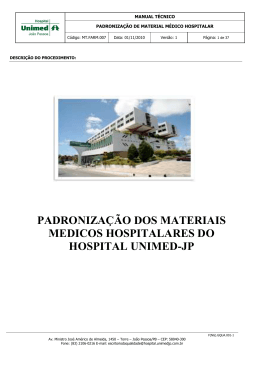 padronização dos materiais medicos hospitalares do hospital