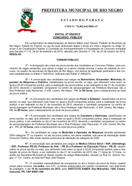 Edital Nº 055/2015 - Prefeitura Municipal de Rio Negro