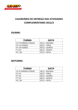 calendário de entrega das atividades complementares 2012/2