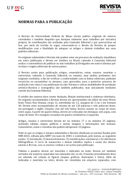 normas para a publicação - Universidade Federal de Minas Gerais