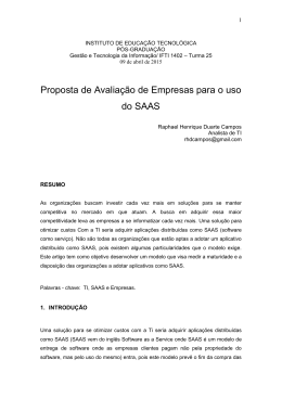 Proposta de Avaliação de Empresas para o uso do SAAS