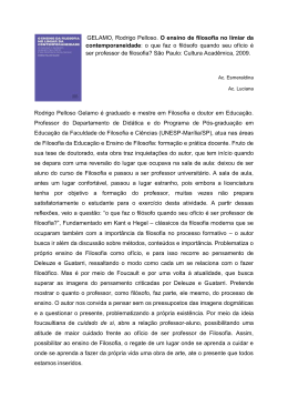 GELAMO, Rodrigo Pelloso. O ensino de filosofia no limiar