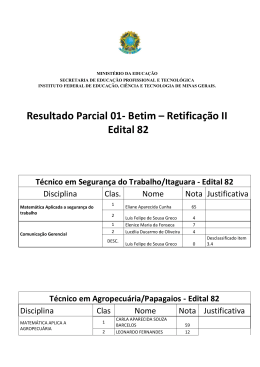 Resultado Parcial 01- Betim - Instituto Federal de Minas Gerais
