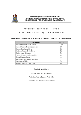 Resultado da Nota do Currículo - Universidade Federal da Paraíba