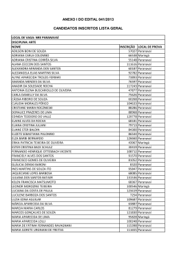 anexo i do edital 041/2013 candidatos inscritos lista geral