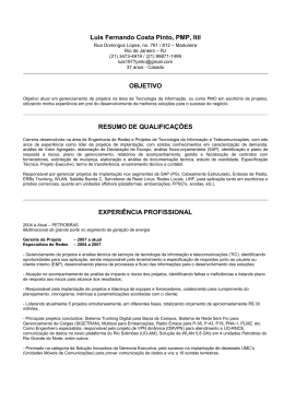 Luis Fernando Costa Pinto, PMP, Itil OBJETIVO RESUMO