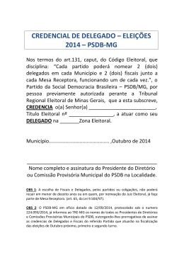 CREDENCIAL DE DELEGADO – ELEIÇÕES 2014 – PSDB-MG